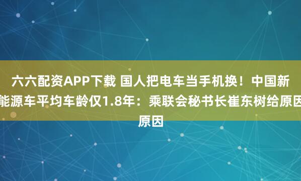 六六配资APP下载 国人把电车当手机换！中国新能源车平均车龄仅1.8年：乘联会秘书长崔东树给原因
